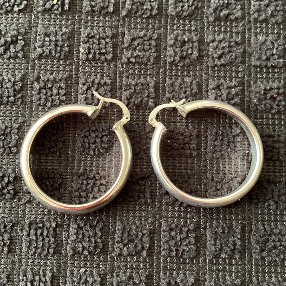 Sterling silver thick hoops  1 1/2 inches